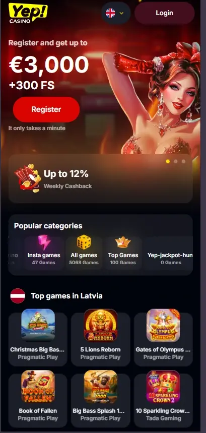 Yep Casino Zrzut ekranu 3